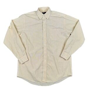 Brooks Brothers 346 Mens M Yellow Blue Check Non-Iron Cotton Button Down Shirt
